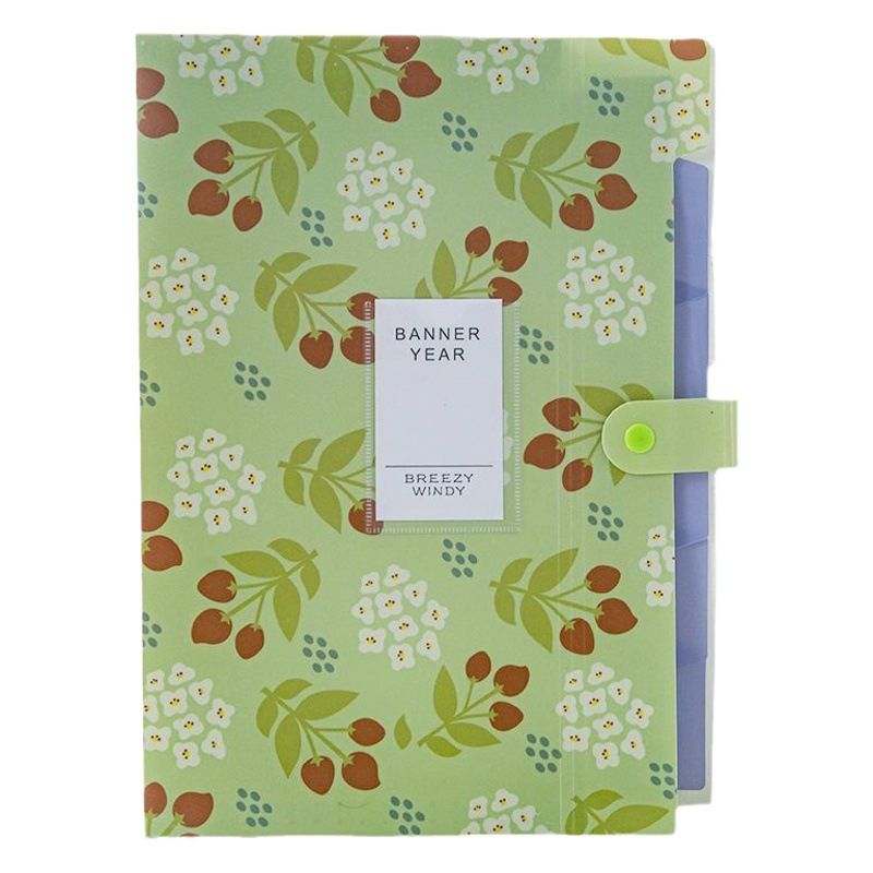 Primary School Student Test Paper Floral Folder Simple Information Multi-Page Storage Folder Snap-On Information Review Folder