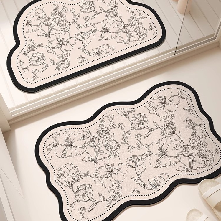Diatom Mud Floor Mat Bathroom Super Absorbent, Dirty Resistant, Easy-to-take-care Non-slip Mat, Light Luxury, High-grade, Cuttable Non-slip Foot Mat