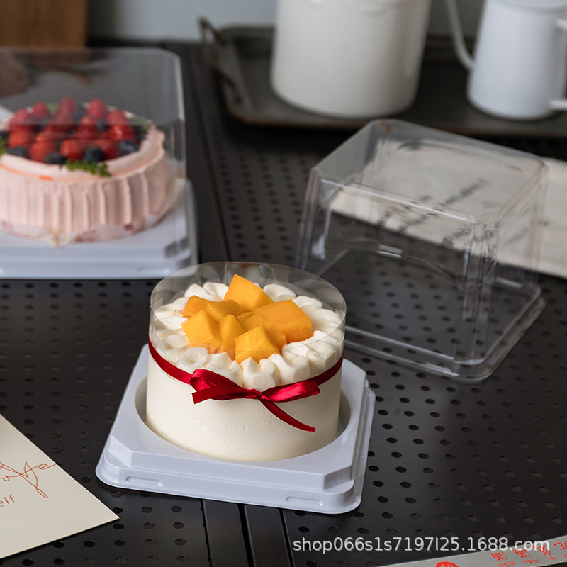 4inch Cake Boxes Blister Boxes Round Small 5inch Cheese Strawberry Mousse Basque Packaging Boxes Birthday Chiffon Dessert