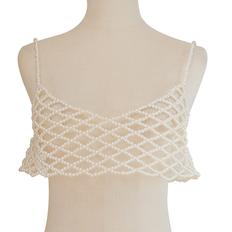 Picture of European and American cross-border jewelry summer fashion hand-woven fishing net Pearl bra sexy multi-layer sling body chain