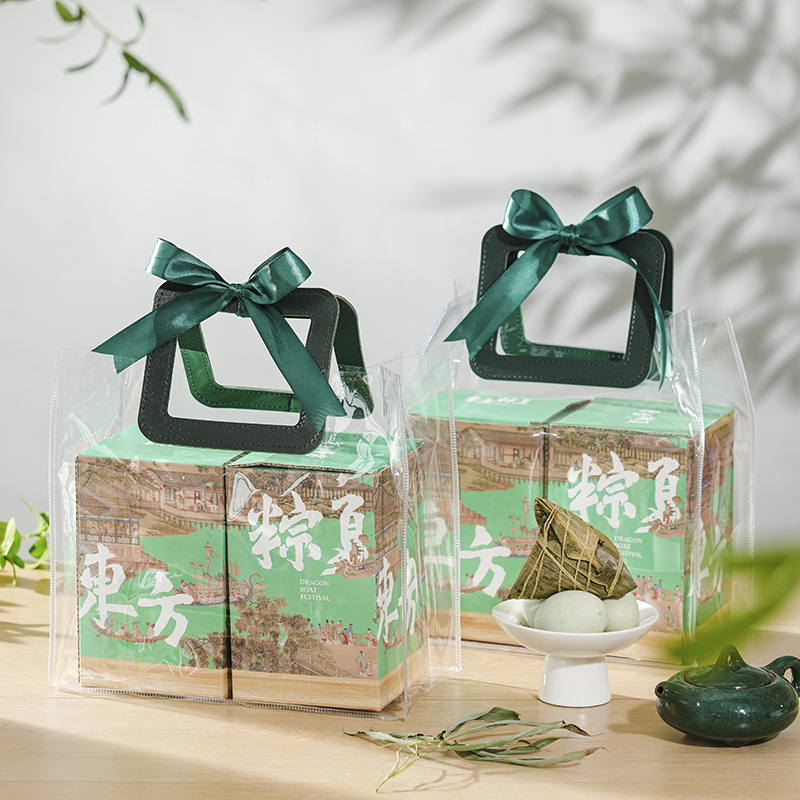 2025 Zongzi Gift Box Chinese Style Dragon Boat Festival Gift Box Set Business Gift Salty Duck Egg Portable Packaging Box in Stock