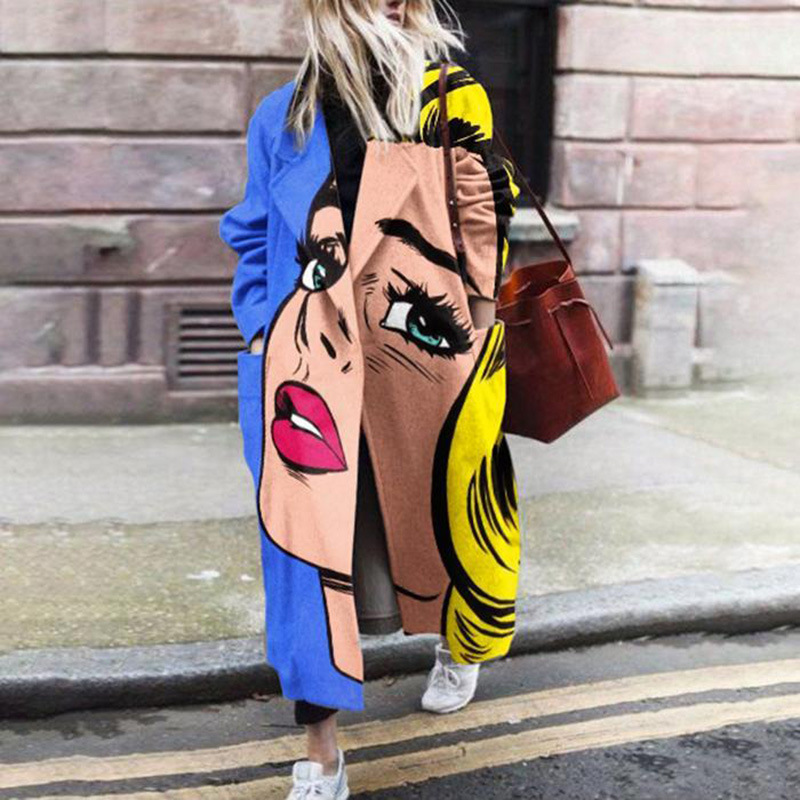Picture of New 2025 European and American Autumn Export Women's Clothing Ebay Amazon New Long-Sleeved Lapel Outwear Printed Woolen Outwear