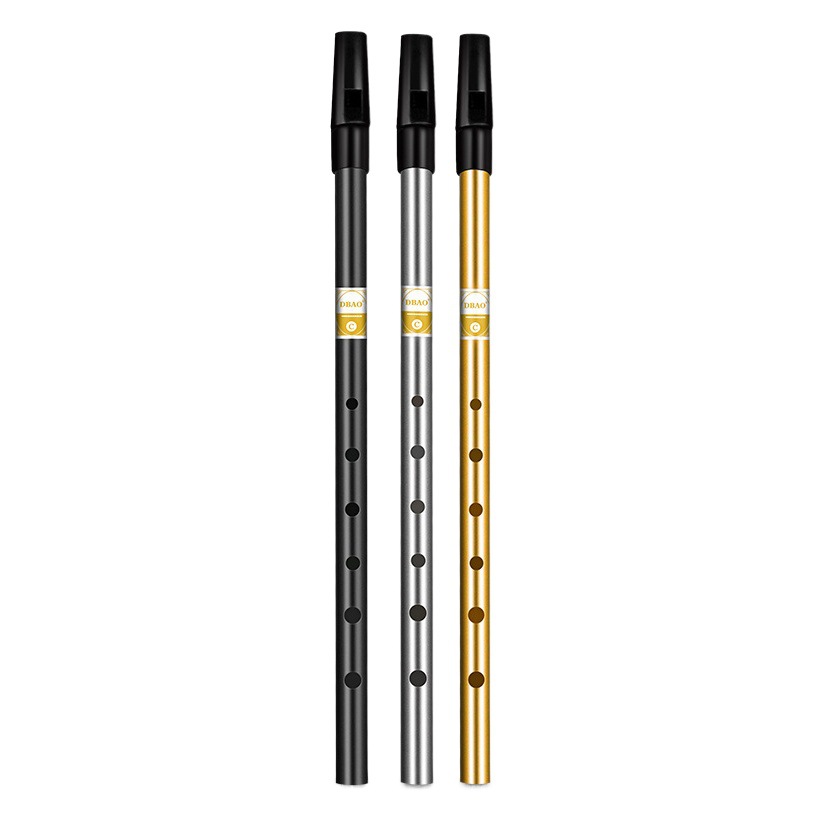 DBAO Irish whistle beginner entry metal whistle 6-hole C- tone d-tone treble metal straight flute clarinet
