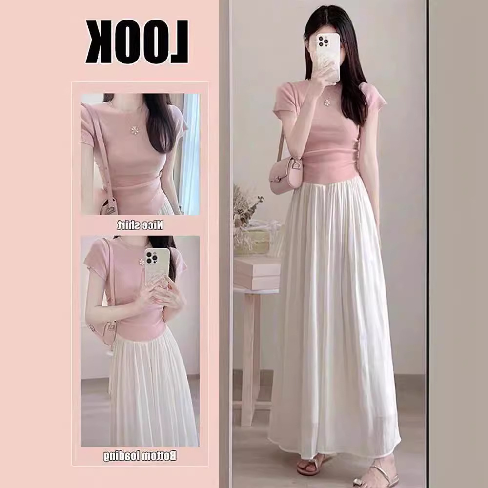 Summer Gentle Style Lady Wear Women's suit Dress Korean Drama Elegant Celebrity High-end Two-piece Chic Korean Style