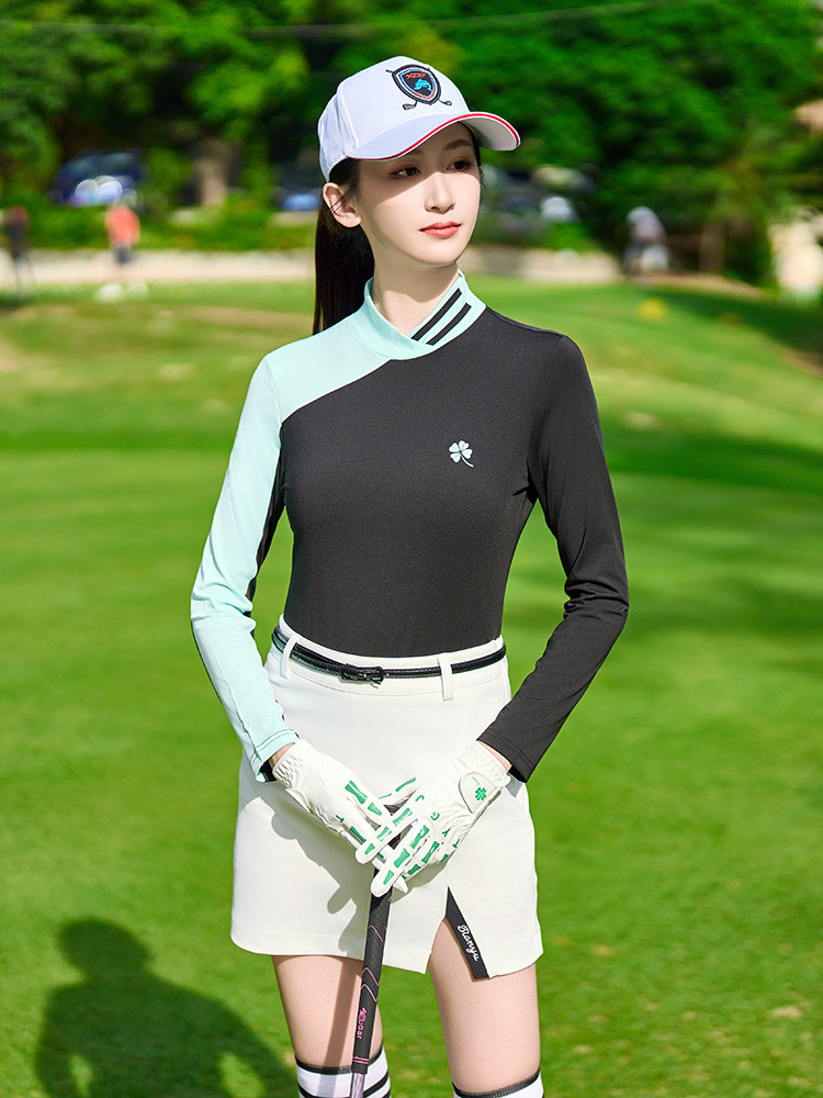 TTYGJ Autumn New Breathable Comfortable Women's Sports T-shirt with stand collar long sleeve golf women's top