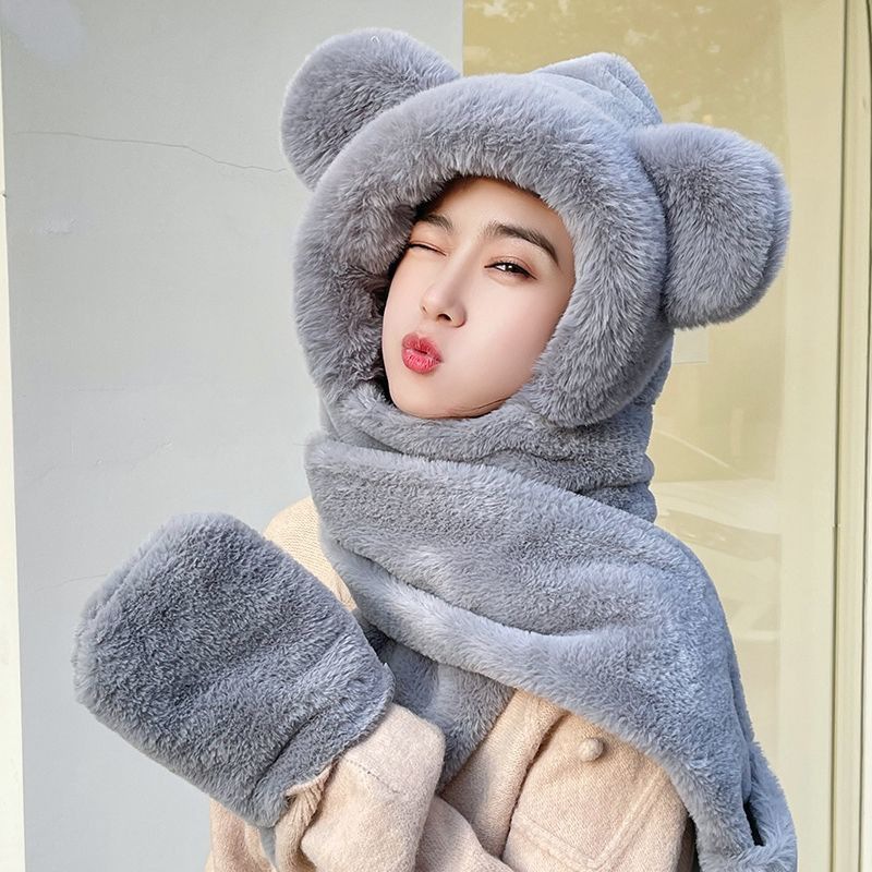 Picture of Autumn and winter classic hat scarf gloves three-piece set warm fleece-lined thickened all-match women's scarf suit wholesale