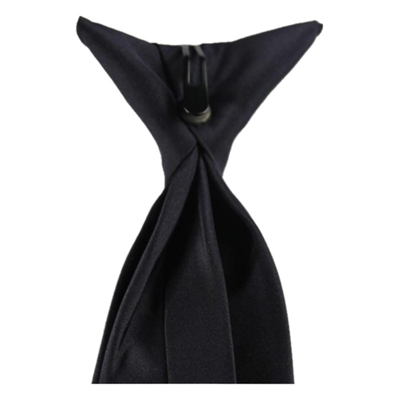 Picture of Black button polyester tie business easy pull lazy solid color tie wholesale iron buckle tie