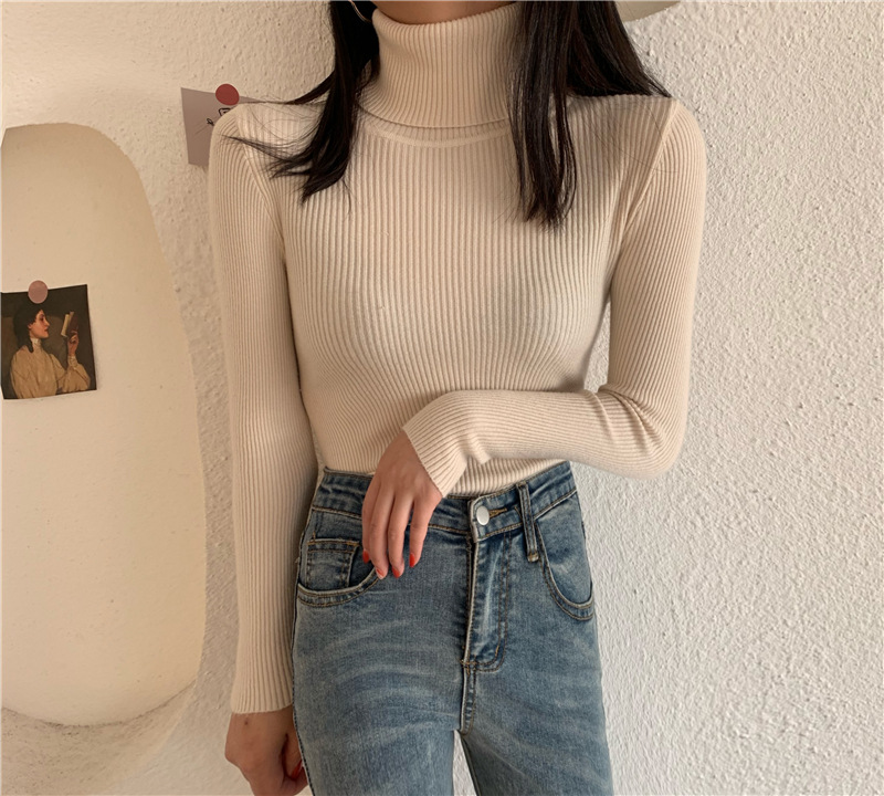 Picture of High Collar Base Shirt Women's Autumn and Winter All-match Sweater Korean Style New Spring and Autumn Slim-fit Long-sleeve Inner Knitted Top