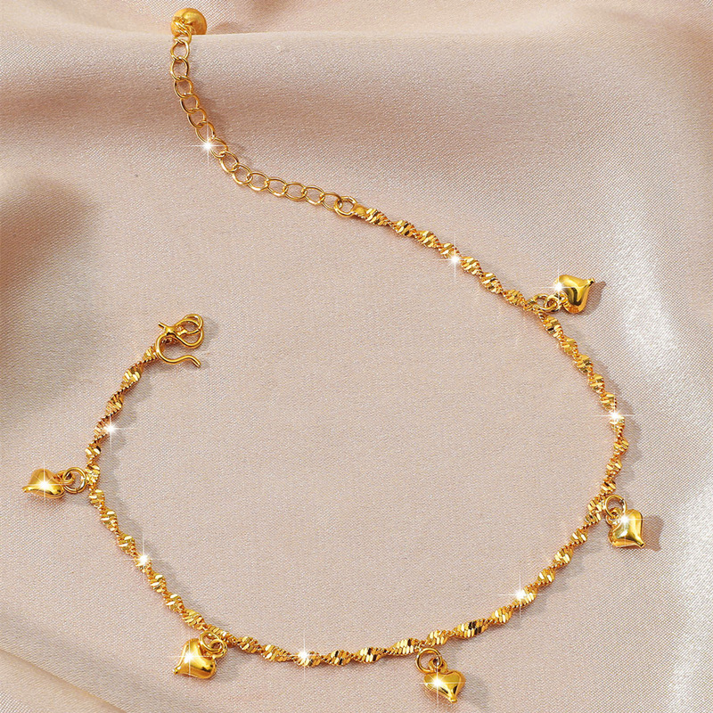 Picture of No fading foreign trade fashion simple tremolo with 24k plated gold anklet Vietnam gold love Bell anklet women