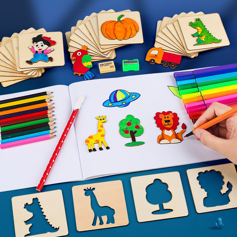 Hollow drawing template drawing tool set girl gift toddler graffiti educational toys kids learning supplies