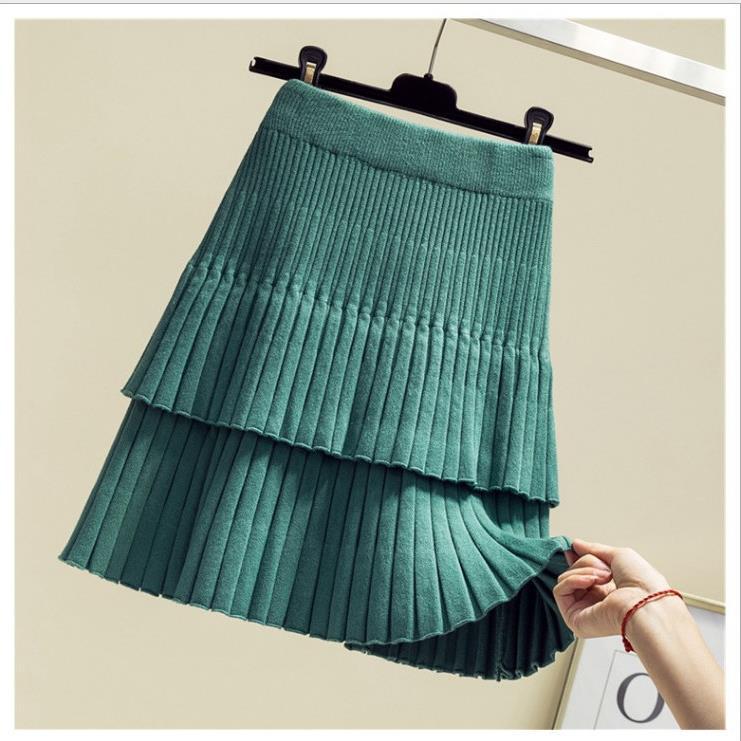 Picture of Trendy Autumn Skirt Korean Style Women's High Waist Cake Skirt Pleated Skirt Knitted Spring and Autumn Women's Stitching Short Skirt