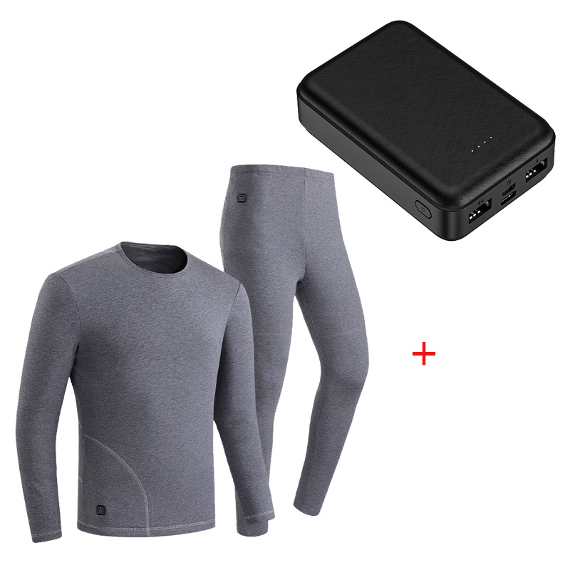 Picture of Cotton fleece-lined USB Men's Thermal Underwear suit Winter 11 Zone Cold-proof Couple Smart Charging Heating Underwear