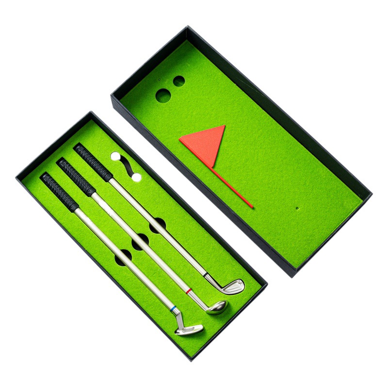 Golf Club Ballpoint Pen Wholesale Creative Gift Desktop Simulation Driving Range Mini Golf Set Pen