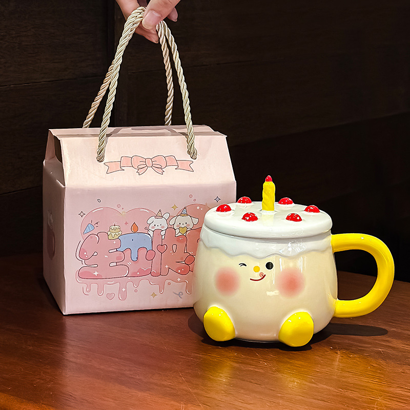 Picture of Birthday Gift Ceramic Cup High Color Value Cake Water Cup for Girlfriend Creative Gift Home Cute Mug