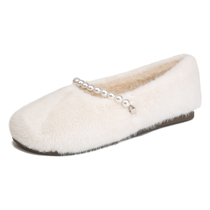 French Mao Mao shoes women's winter wear soft thick bottom new net red bean shoes fleece-lined cotton shoes plus size women's shoes 41-43