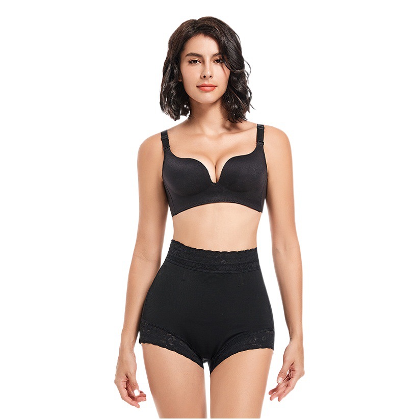 TIKTOK European and American plus size Mid-Waist Hip-Lifting and Abdominal Pants Tunic Body-Tight Body-Shaping Mid-Waist Triangle Waist Briefs