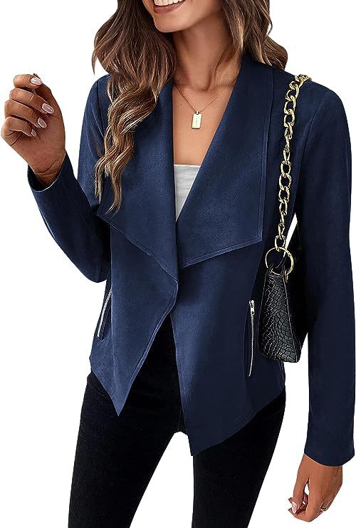 Picture of in stock Amazon 2024 autumn and winter new European and American fashion casual suede short suit zipper pocket coat