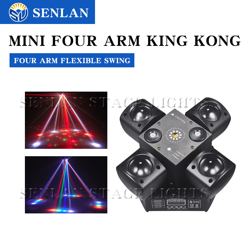 Senlan Mini Four-Arm Laser Light Stage Light Bar Disco Effect Flash Light Rotating Moving Head Light Led