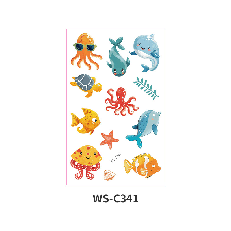Picture of Spot Wholesale Children's Cartoon Original Tattoo Stickers Marine Animal Summer Tattoo Stickers Dolphin Shark Little Whale
