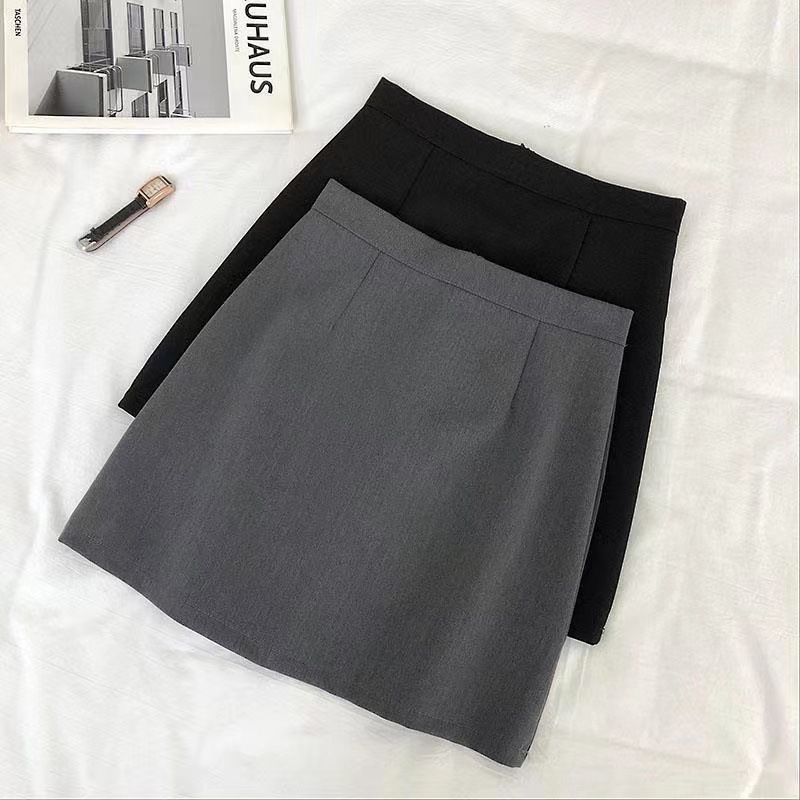 Hip Skirt, Short Skirt, Tb Half-Length Suit Skirt, Classic Black Skirt, Women's Professional Skirt, High Waist, Slimming Look Pure Color a Skirt