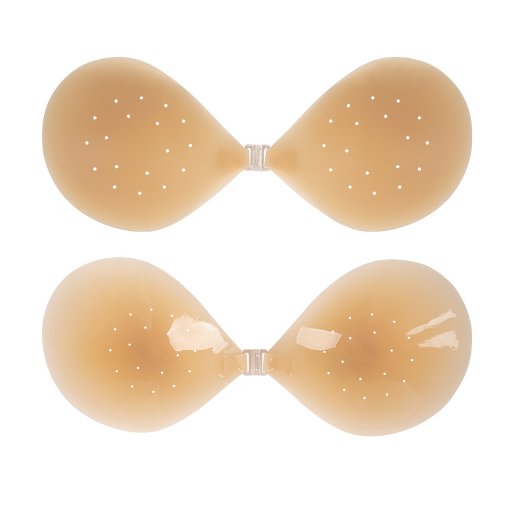 Picture of Cross-border light and comfortable silicone bra pure silicone chest patch solid strapless breathable hole breast patch wholesale