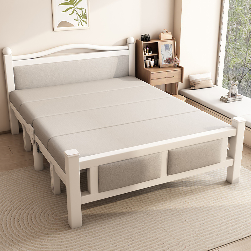 Folding bed, single bed, simple home lunch break, double bed, master bedroom, adult rental, small bed, wrought iron bed
