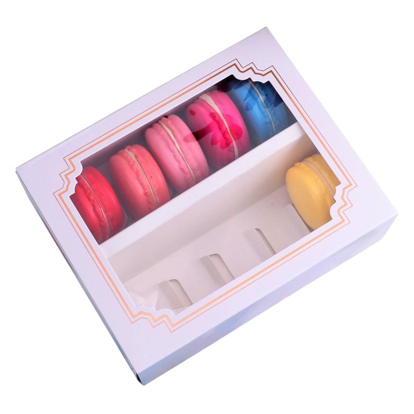 Baking Packaging Box European-style Bronzing 5/10-grain Macaron Transparent Window Box Chocolate Box