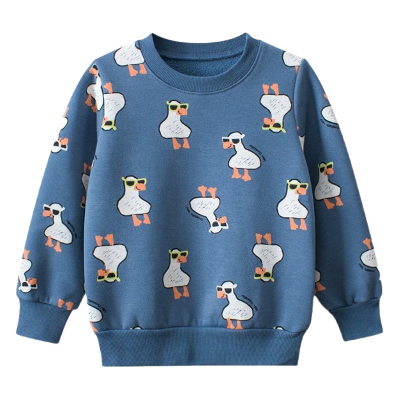 27kids Korean style children's clothing autumn and winter children's sweater fleece-lined boy's pullover round neck baby clothes one-piece delivery