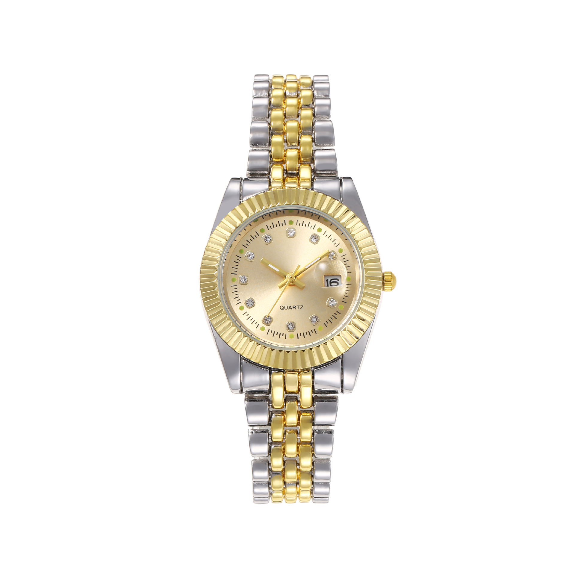 Picture of Foreign Trade Cross-border Explosions Couple's Watch Alloy Men's Calendar Business Room Gold Watch Diamond-encrusted Women's Luminous Watch