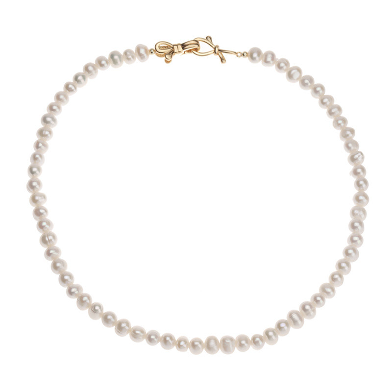 Picture of Spot Wholesale Natural Freshwater Pearl Necklace Ins Design Clavicle Chain New Niche Accessible Luxury Bow Buckle