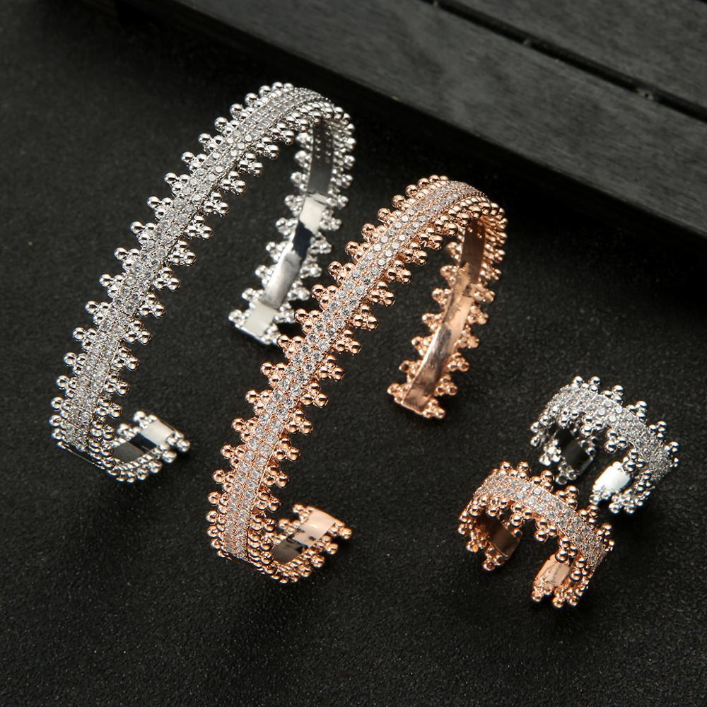 Amazon Explosions Cross-border for Brass Gold-plated Zirconium Personality Bracelet Ring suit Jewelry Bracelet Wholesale