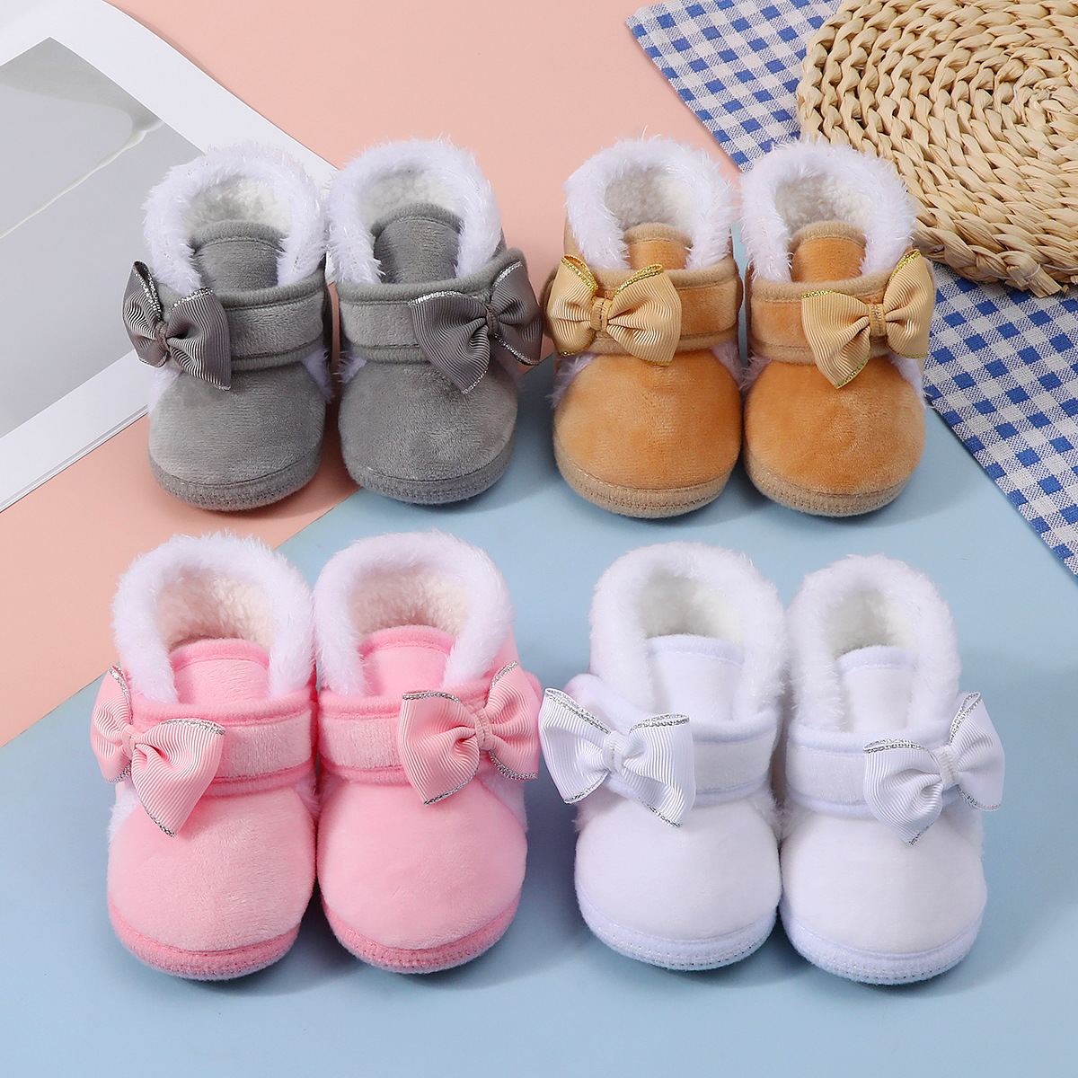 Manufacturer children's infants up to 12 winter cotton shoes, winter shoes for boys and girls, suede shoes, soft soles for 1 year old, walking shoes