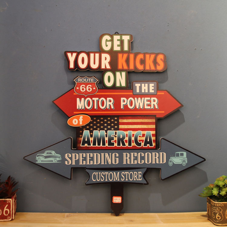 Picture of American Style Retro Old Signs Road Signs Wall Decorations Wall Hanging Bar Internet Cafe Decorations Pendant Wall Decorations Crafts