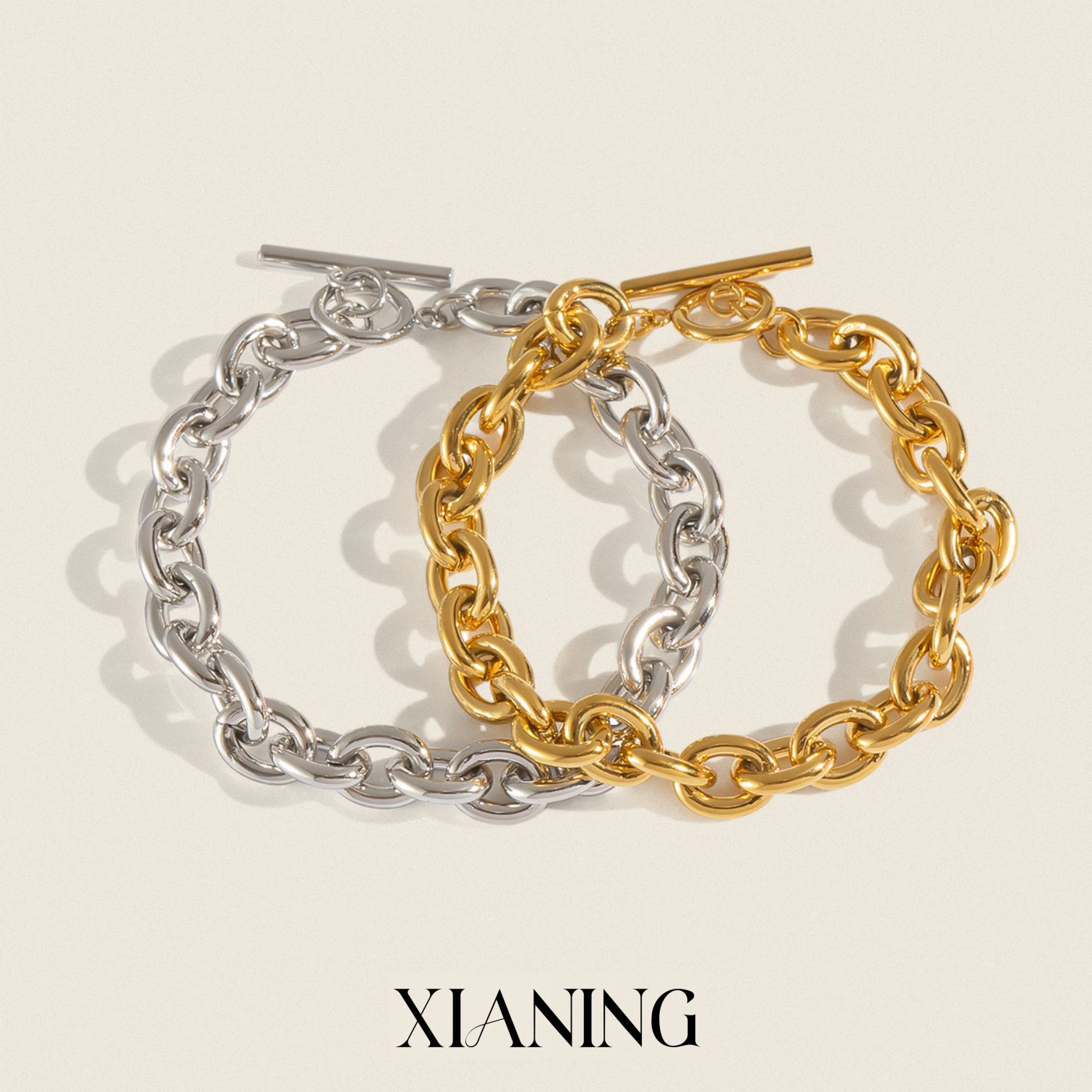 Xia Ling European and American Style Stainless Steel Plain Bracelet, High-End Niche Ins Style Titanium Steel Bracelet, Non-Fading Cross-Border Jewelry