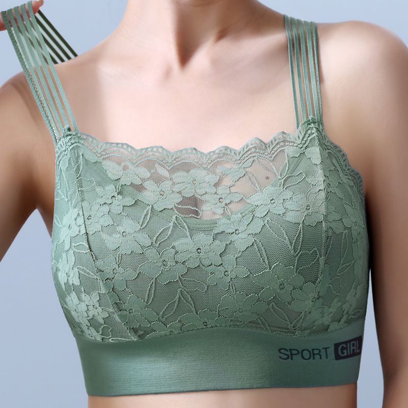 New Style Lace Beautiful Back Women's Wrapping Chest Vest Belt Chest Pad Large Chest Showing Small Anti-running Light Base Extra Large and Fat Wrapping Chest Women