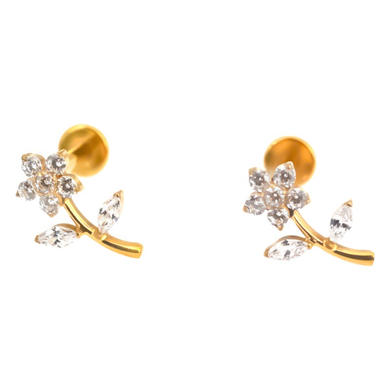 F136 titanium alloy puncture jewelry zircon rose lip nail lip ring nail ear nail ear bone nail new