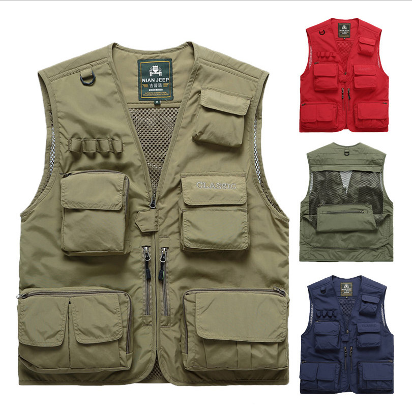 Autumn Printable LOGO Multi-Pocket Vest Men's Outdoor Multi-Pocket Fishing Photography Advertising Large Size Vest Thin