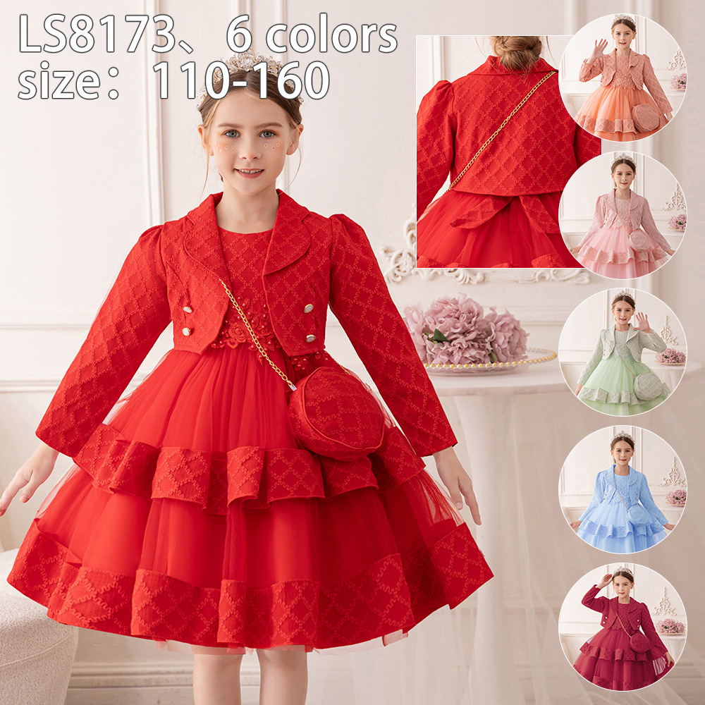 Cross-border new girls dress puffy yarn layered high-end princess dress suit dress children's clothing wholesale