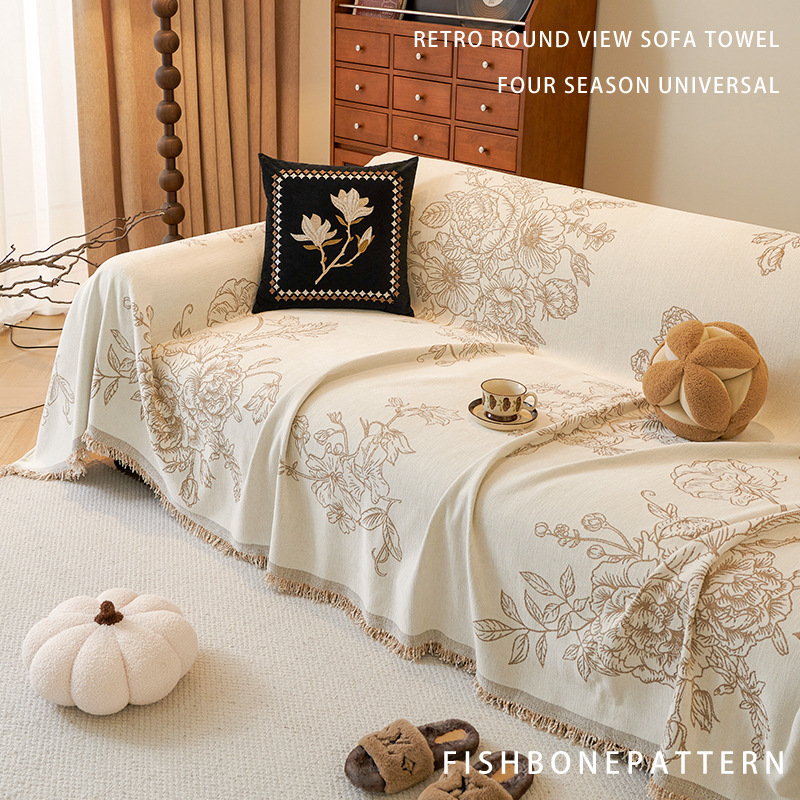French Retro Sofa Cover Towel All Seasons Universal All-inclusive One Pieces Sofa Cover Blanket Antique Sofa Cushion Cover Cloth