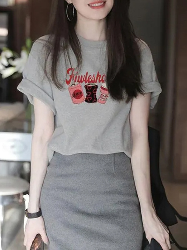 Picture of French Commuter Outer Wear Short-sleeved Printed T-shirt Women's 2024 Summer New Age-reducing Fashionable Popular Top