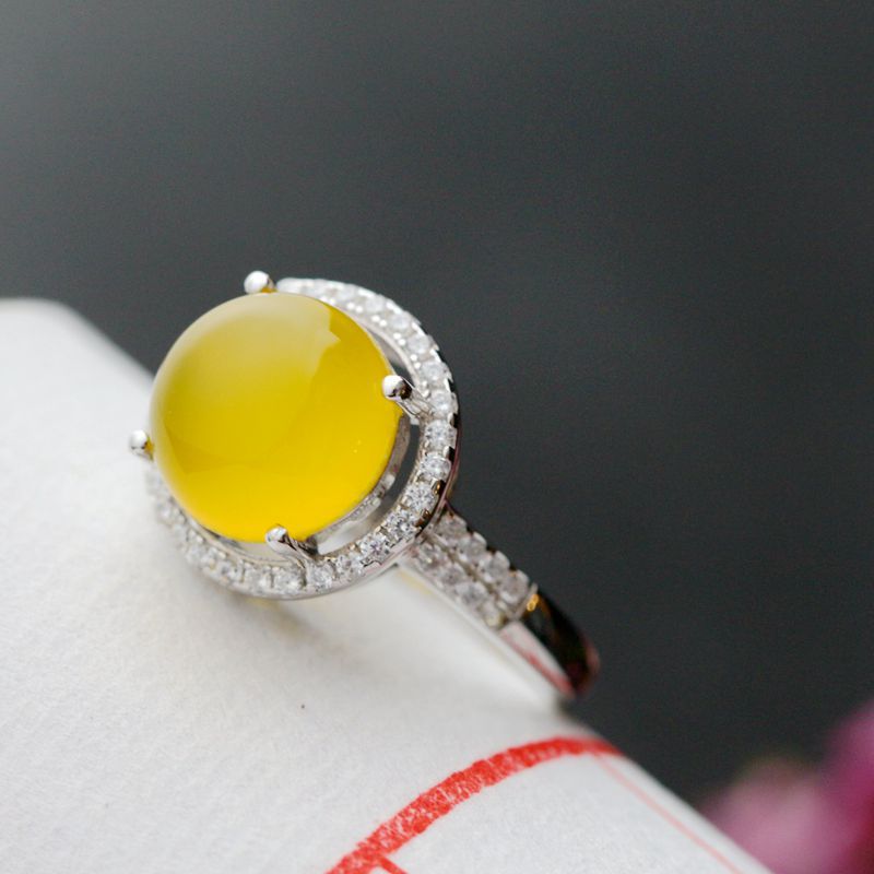Nafuge silver jewelry wholesale hand-inlaid natural chalcedony 925 sterling silver ring fashion Open silver female ring