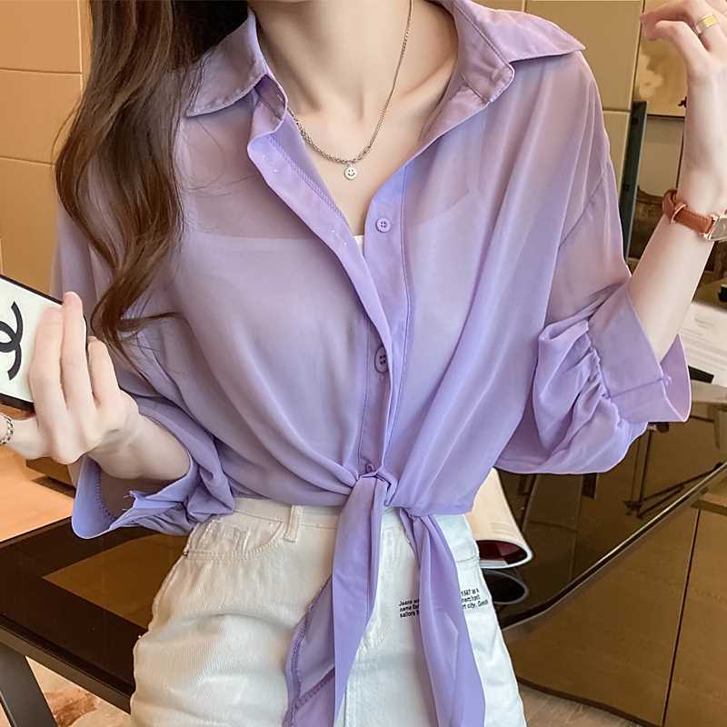 Picture of Chiffon Cardigan Top Coat Thin Summer Sling Skirt Outer Short Small Shawl Sunscreen Women's All-match