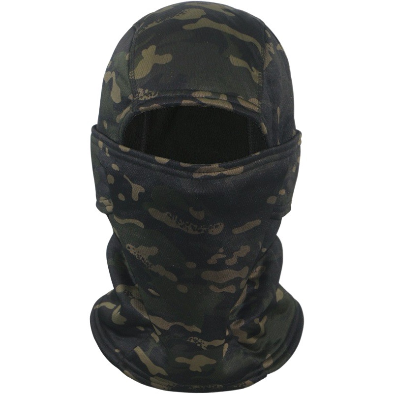 Camouflage fleece-lined Tactical Headgear Ski Mask Autumn and Winter Casual One-piece Hat Riding Helmet Liner Windproof Scarf