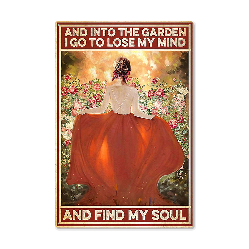 Picture of Cross-border American Country Retro Flower Figure Tin Painting Garden Pastoral Balcony Wall Wall Wall Old Decoration Pendant