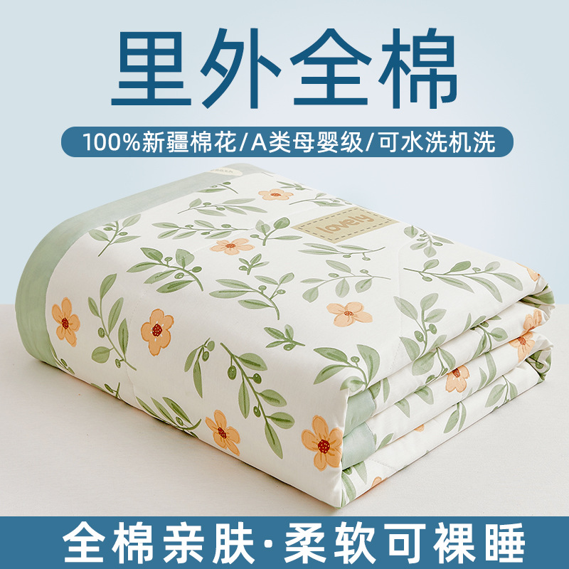 Picture of Machine washable Class A Mother and Child Pure Cotton Summer Cool Quilt Cotton Air-conditioning Quilt Children's Pure Cotton Summer Quilt Cartoon Thin Quilt Core 1