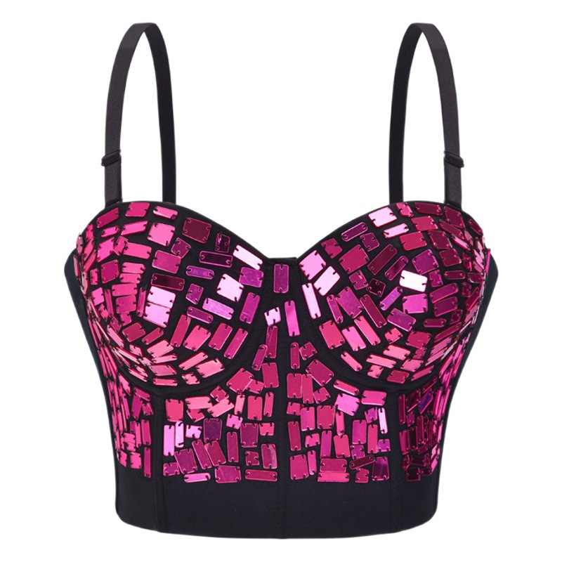 European and American stage costume lens bra sexy small camisole nightclub party short tube top outer bra