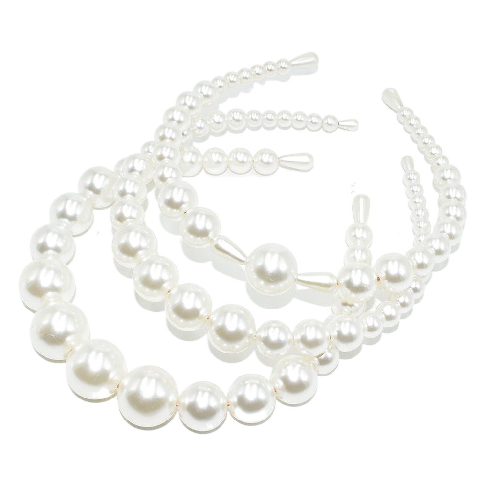 Picture of European and American Hot Selling Ladutong Large Pearl Headband Wedding Headwear Photo Studio Jewelry Handmade Beaded Pearl Headband