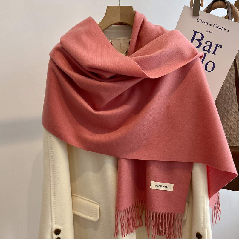 Picture of Blue Imitation Cashmere Scarf for Women 2025 New Winter K-Style Thickeneded Light Blue Scarf Versatile Dual-Use Shawl