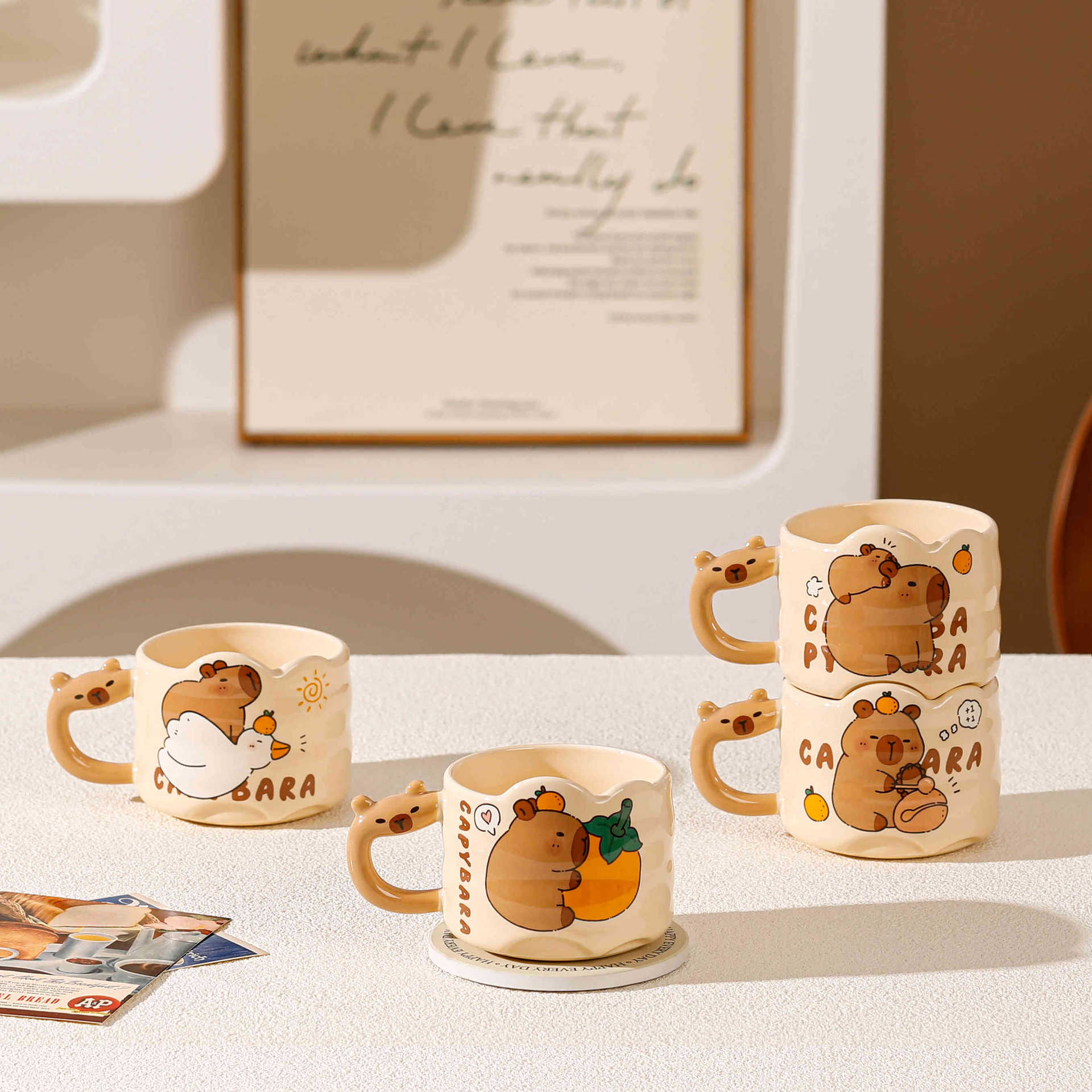 Buddhist Cute Master Kapibara Ceramic Cup Single Cup Cute Creative Capybara Student Mug Birthday Gift Cup