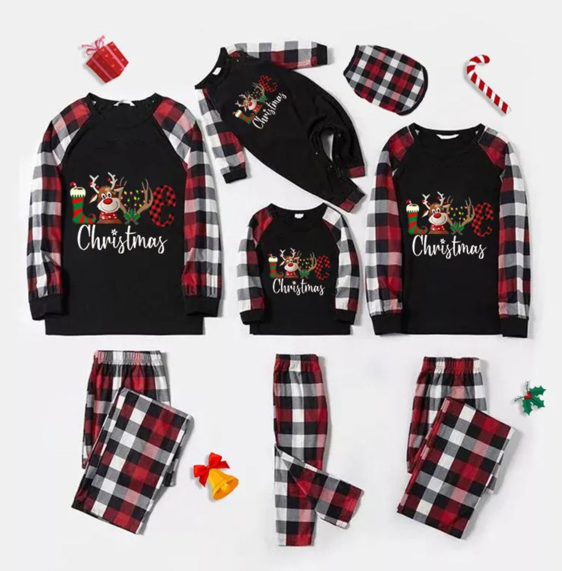 Picture of European and American Amazon Cross-Border Christmas Pajamas Printed Plaid Parent-Child Wear Long-Sleeved Home Clothes Set Christmas New Style